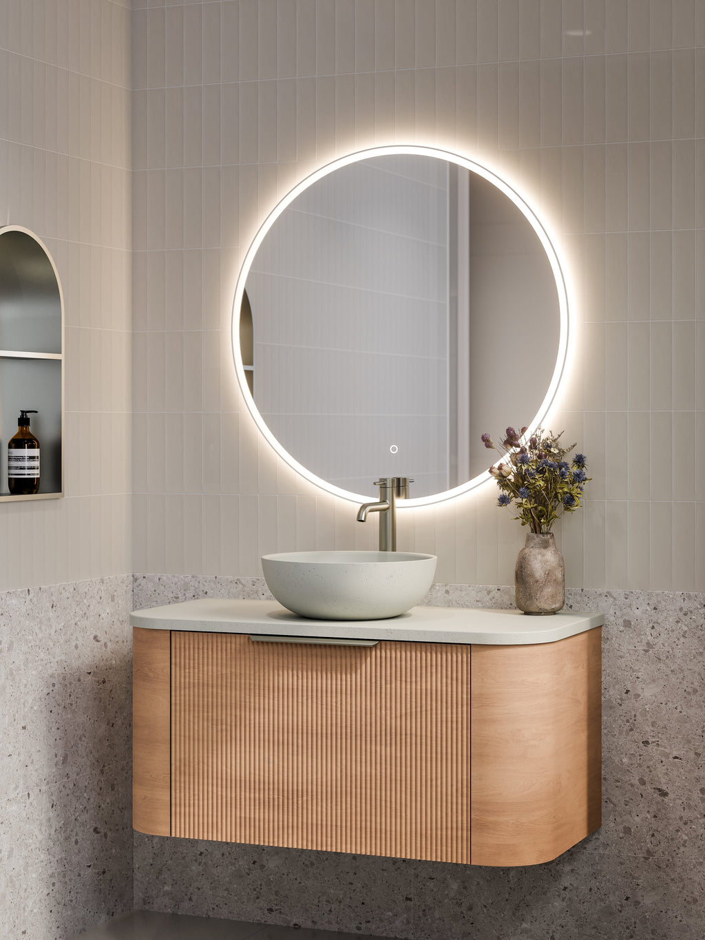 Slab Vanity CODE NATURE 1000 PILLAR VANITY WITH CONCRETE SLAB TOP | Bathrooms Online