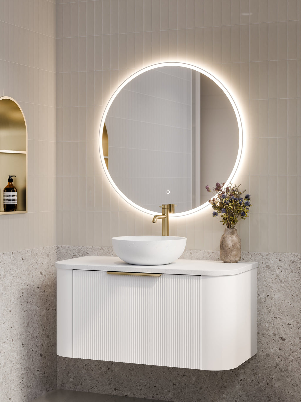 Slab Vanity CODE NATURE 1000 PILLAR VANITY WITH CONCRETE SLAB TOP– Bathrooms Online