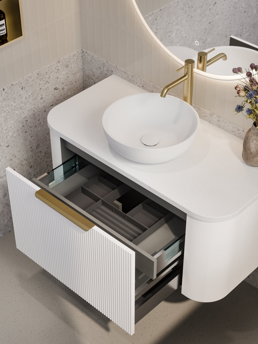 Slab Vanity CODE NATURE 1000 PILLAR VANITY WITH CONCRETE SLAB TOP– Bathrooms Online