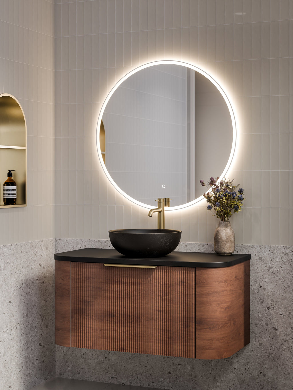 Slab Vanity CODE NATURE 1000 PILLAR VANITY WITH CONCRETE SLAB TOP– Bathrooms Online