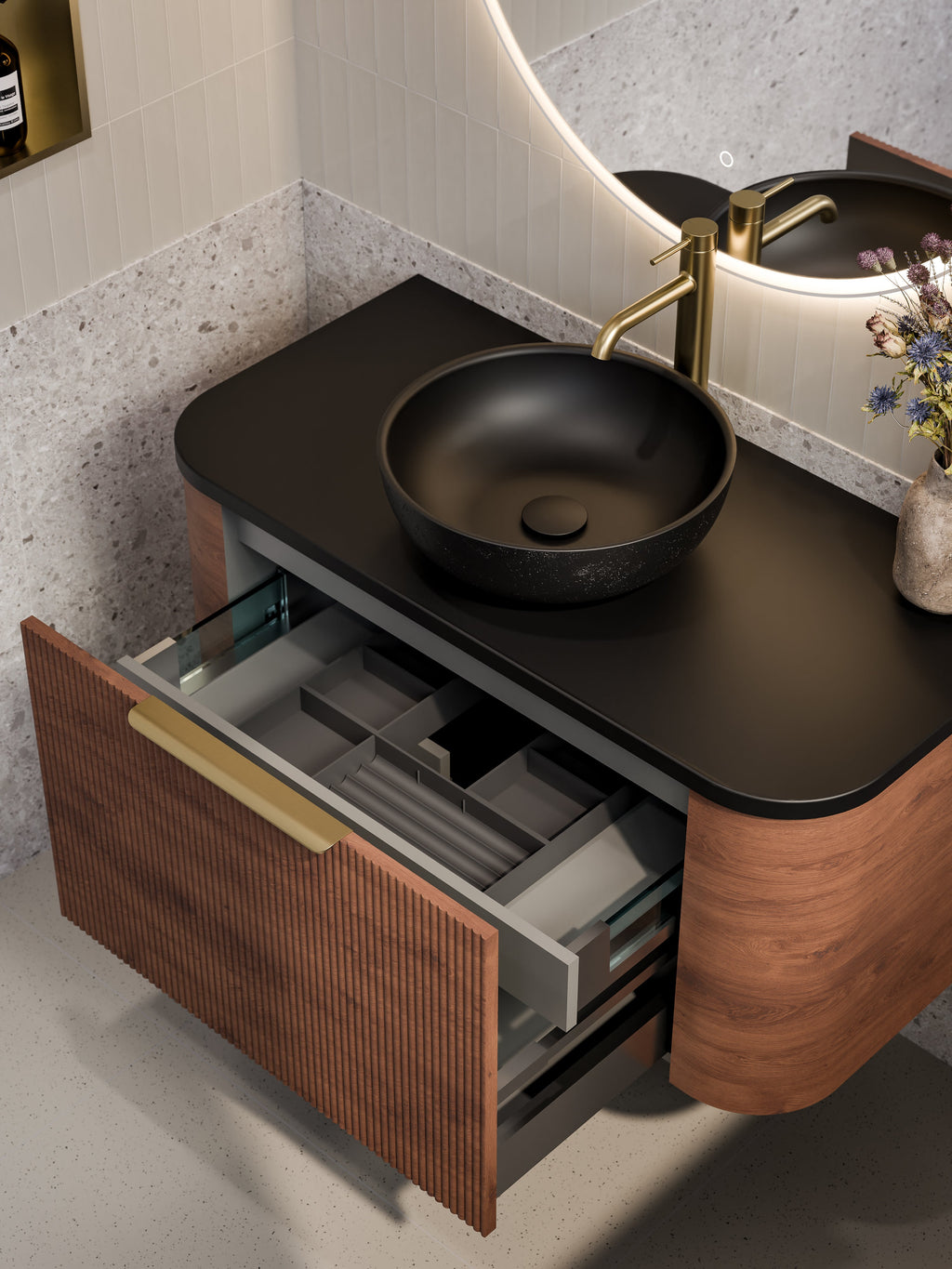 Slab Vanity CODE NATURE 1000 PILLAR VANITY WITH CONCRETE SLAB TOP | Bathrooms Online