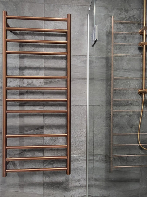 CODE ROUND HEATED TOWEL LADDERS BRUSHED COPPER 6 SIZES Bathrooms Online